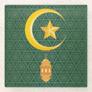 Eid al Fitr Mubarak Ramadan Kareem Moon Star Glass Coaster