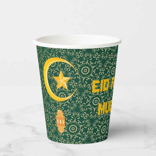 Eid al Fitr Mubarak Ramadan Kareem Moon Star Paper Cups (Front)