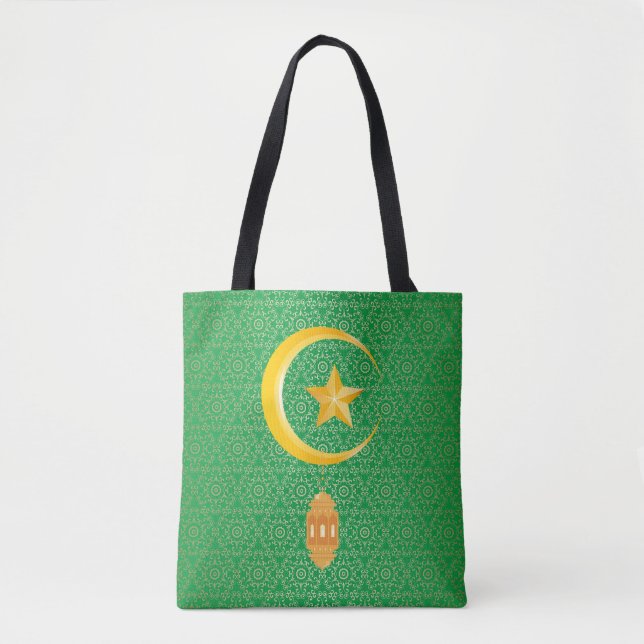 Eid al Fitr Mubarak Ramadan Kareem Moon Star Tote Bag (Front)