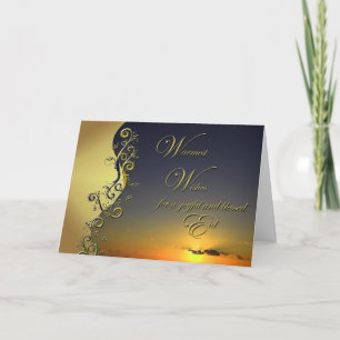 Eid card abstract floral design on sunset