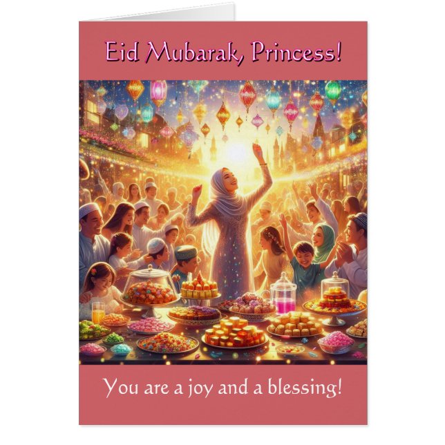 Eid Card for Girls – Princess Eid Mubarak (Front)