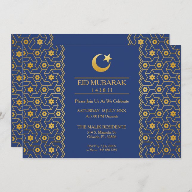 Eid Celebration Party Invitation Islamic Pattern (Front/Back)