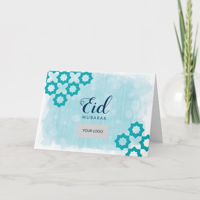 Eid Corporate Greeting Card - Blue (Front)