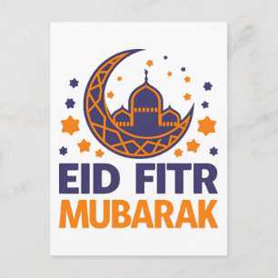 Eid Fitr Mubarak Happy Eid Al-Fitr Muslim Men kids Postcard