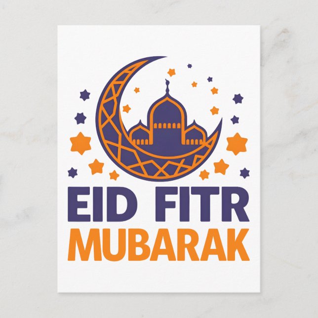 Eid Fitr Mubarak Happy Eid Al-Fitr Muslim Men kids Postcard (Front)