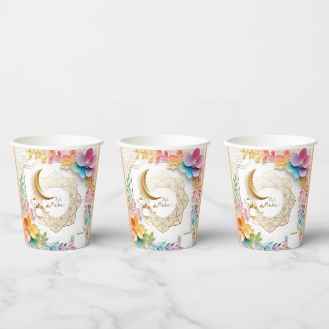 Eid flowers عيد سعيد paper cups (Multi)