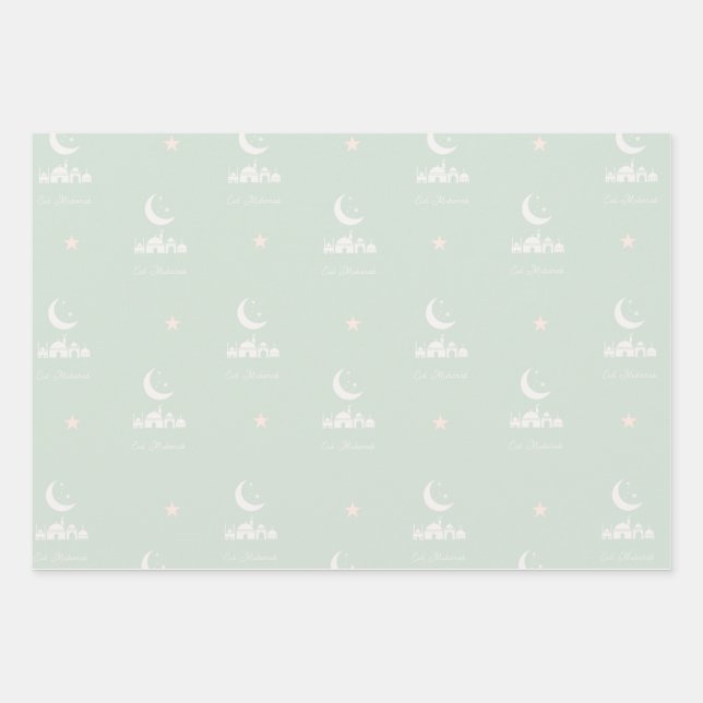 Eid Gift Wrap Paper with modern mosque motifs (Front)