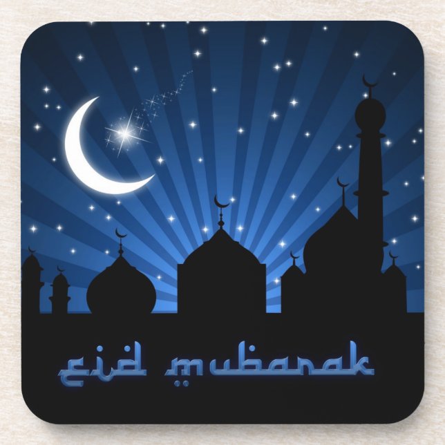 Eid Mosque Blue Night Coaster (Front)