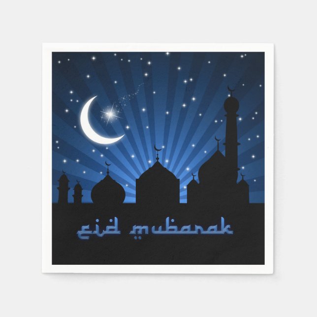 Eid Mosque Blue Night Napkin (Front)