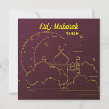 Eid Mubarak 1445 Hijriah Line art