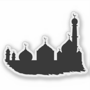 Eid Mubarak Black Mosque Silhouette
