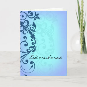 Eid mubarak - blue greeting card