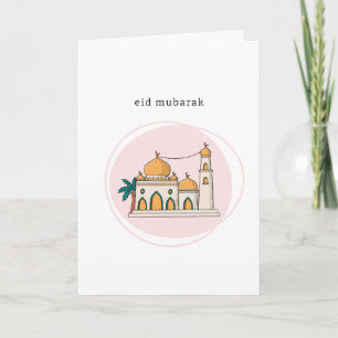 Eid Mubarak Card   Modern Mosque Line Art