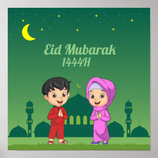 eid mubarak cartoon poster