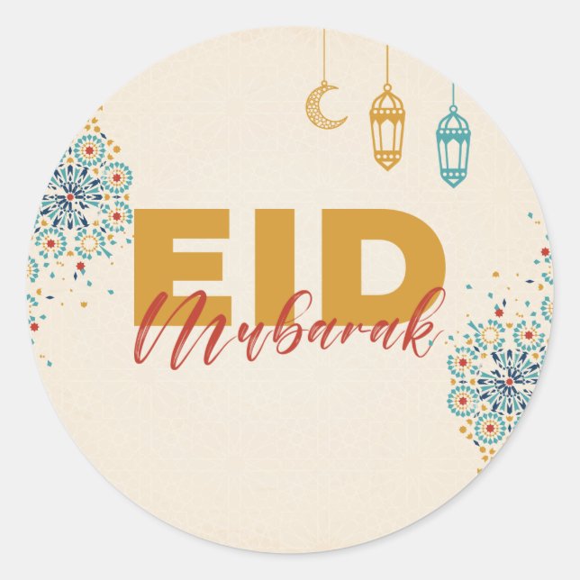 Eid mubarak  classic round sticker (Front)