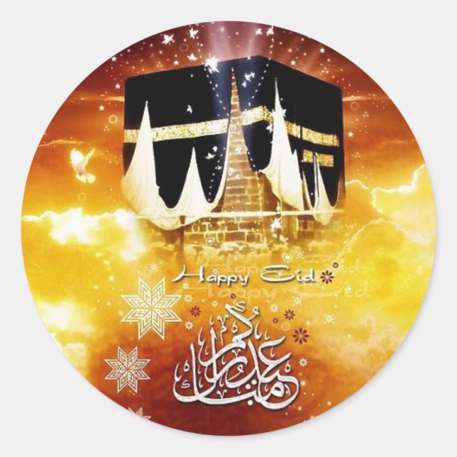 Eid mubarak classic round sticker (Front)