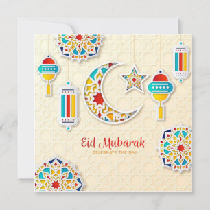 Eid Mubarak Colourful Crescent Holiday Card