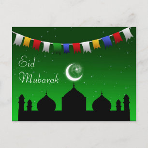 Eid Mubarak Colourful Garland Postcard