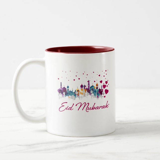Eid Mubarak Colourful Islamic Unique Love Gifts Two-Tone Coffee Mug (Left)