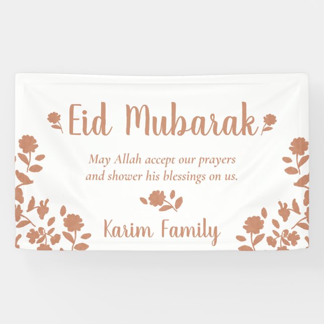 Eid Mubarak Custom Islam Home Decor Floral  Banner (Horizontal)