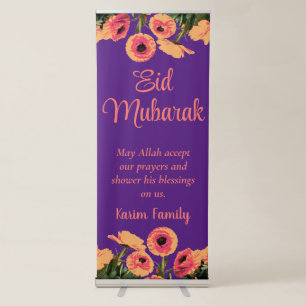 Eid Mubarak Custom Islam Home Decor Floral Dua Re Retractable Banner