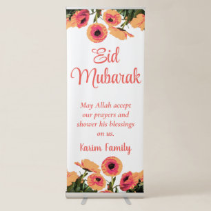 Eid Mubarak Custom Islam Home Decor Floral Dua Retractable Banner