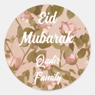 Eid Mubarak Custom Rose Islamic Home Decoration  Classic Round Sticker