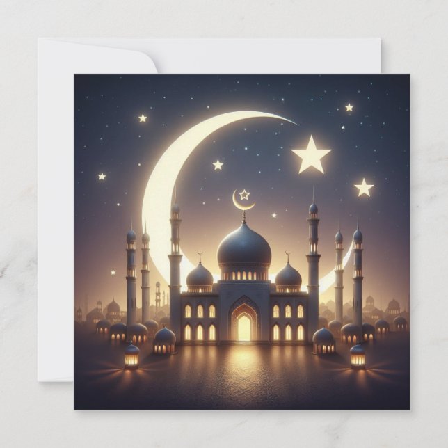 Eid Mubarak Customisable Greetings Text Holiday Card (Front)
