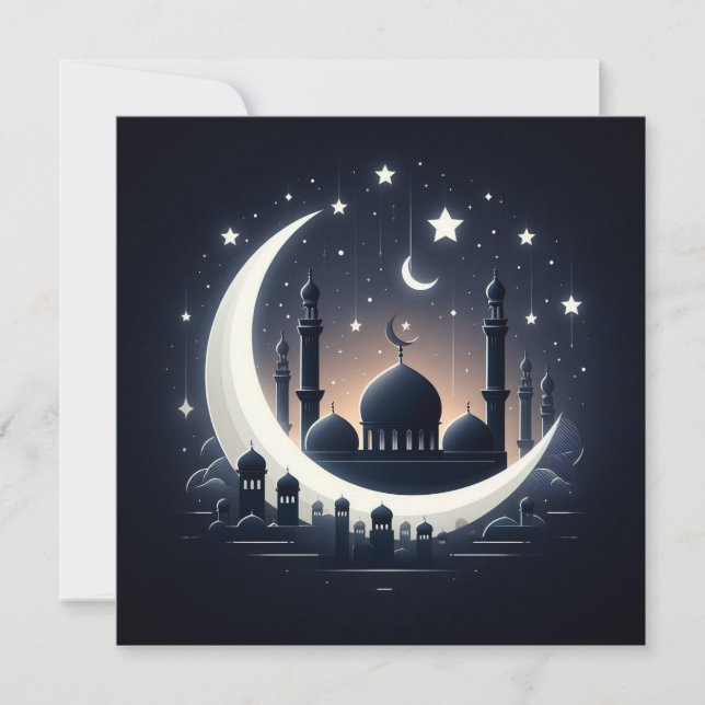 Eid Mubarak Customisable Greetings Text Holiday Card (Front)