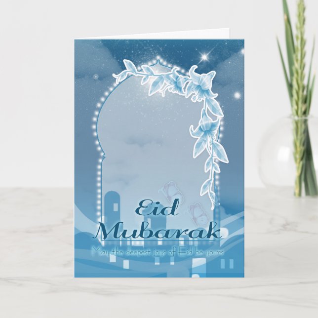 Eid mubarak, Eid Greeting Card, Eid Celebration Holiday Card (Front)