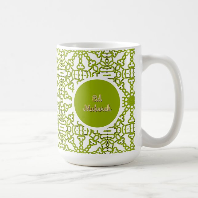 Eid Mubarak Eid Greeting Card Green  Coffee Mug (Right)