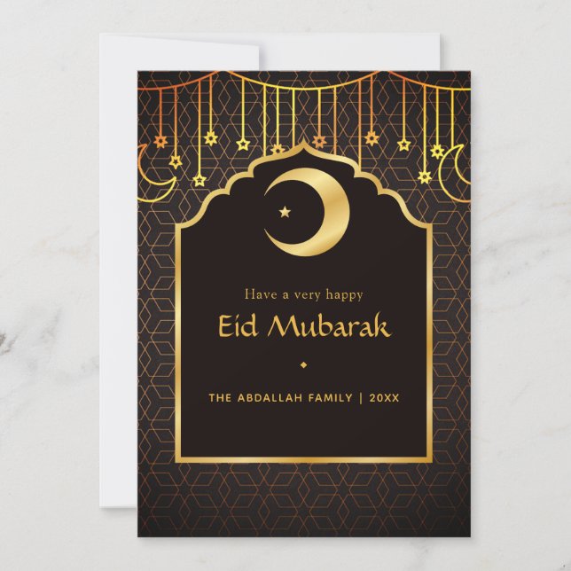 Eid Mubarak Family Photo Greeting Card (Front)