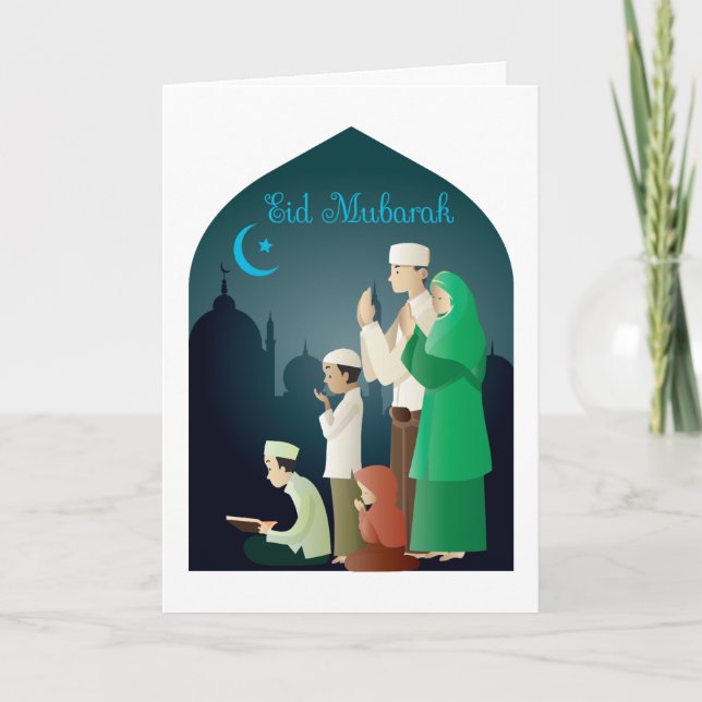Eid Mubarak Family Photo Greeting Holiday Card (Front)