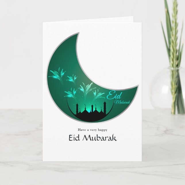 Eid Mubarak Family Photo Greeting Holiday Card (Front)