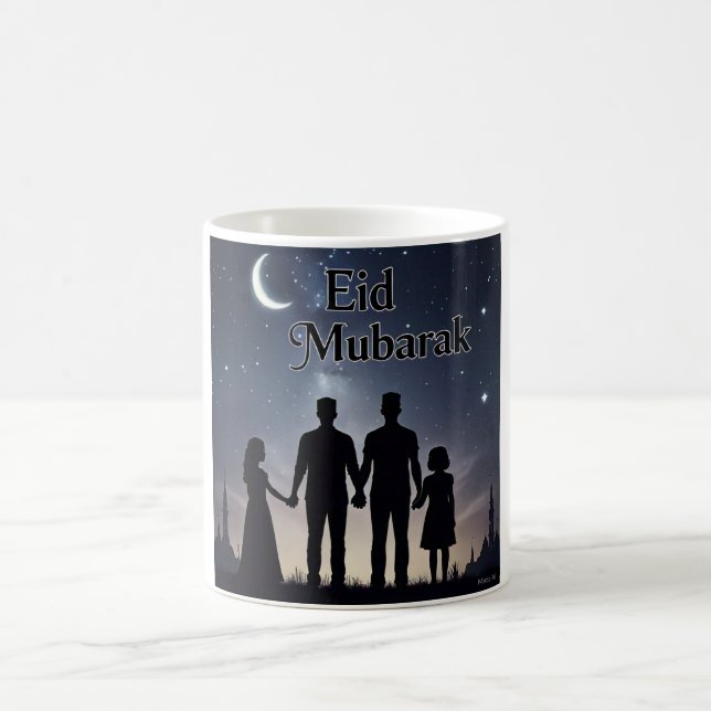 Eid Mubarak Family Silhouette  Coffee Mug (Center)