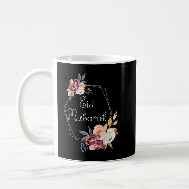 Eid Mubarak Floral Islamic Gift for Muslim Woman Coffee Mug (Left)