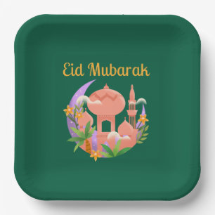 Eid Mubarak Floral Paper Plate