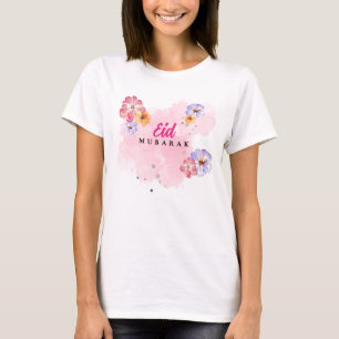 Eid Mubarak Floral T-Shirt. Watercolor Summer T-Shirt