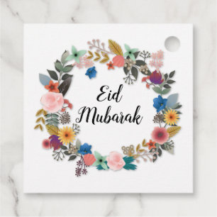 EID MUBARAK FLORAL WREATH FAVOUR TAGS