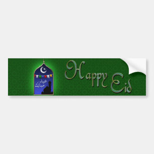 Eid Mubarak Garland Moon Bumper Sticker