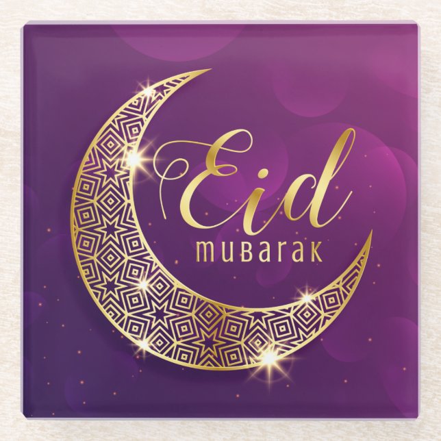 Eid Mubarak Glass Coaster (Front)