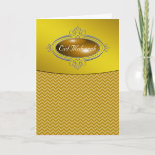 Eid Mubarak Gold Chevron Holiday Card