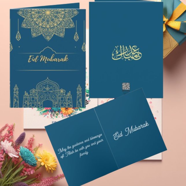 Eid Mubarak Golden Blue Card (Creator Uploaded)