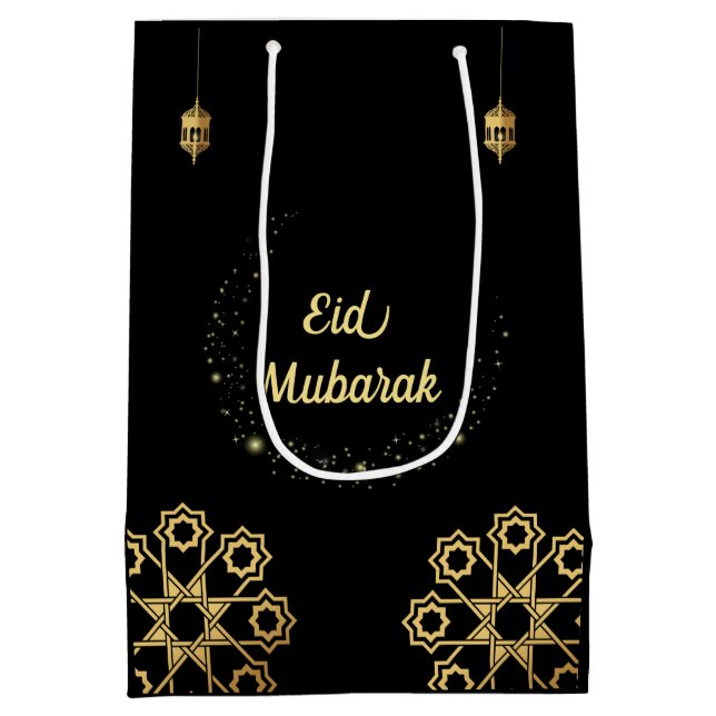 Eid Mubarak Golden Customise Medium Gift Bag (Back)