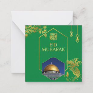 Eid Mubarak Green and Gold with Customisable Text Card