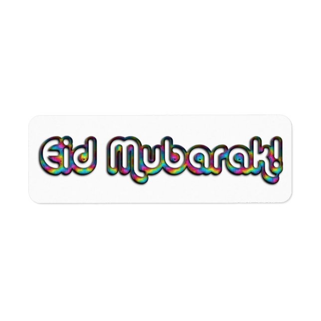 Eid Mubarak Greeting Rainbow Colours Typography (Front)