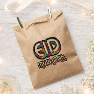 Eid Mubarak Greeting Rainbow Colours Typography Favour Bags