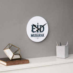 "EID MUBARAK" Grunge Islamic Holiday Graphic T-Shi Round Clock