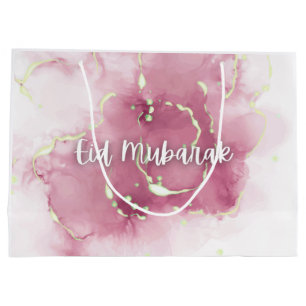 Eid Mubarak/Happy Eid Gift Bag Pink Marble Script 