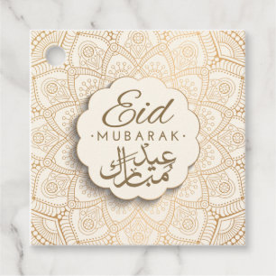 Eid Mubarak   Happy Eid Golden Calligraphy Mandala Favour Tags